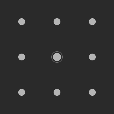 Anchored panel in grid mode showing nine dots arranged in a 3 by 3 grid with the center dot distinguished by a ring.