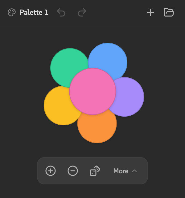 Petals panel showing six colored petals in a radial flower arrangement.